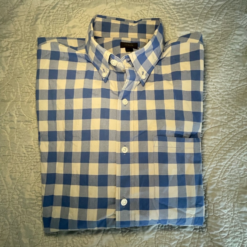 J. Crew Blue and White Plaid Men's Shirt